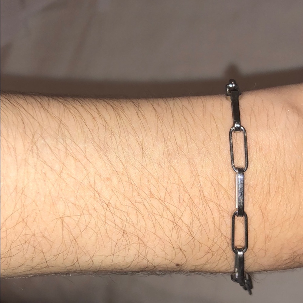 Chain Link Stainless Steel Paper Clip Bracelet New - Picture 3 of 3